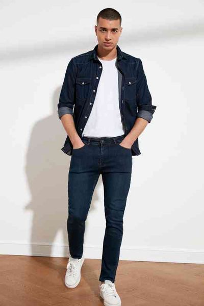 

trendyol male tapared skinny jeans tmnss21je0212, Blue