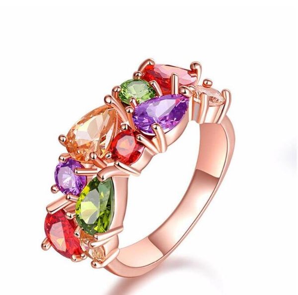 

fashion trendy crystal ring for women colorful cubic zirconia ring luxury jewelry gifts anillos mujer accessories, Silver