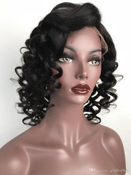 

full lace wigs natural color super wave human hair wig lace front wig loose wave brazilian hair full lace wigs for black women, Black;brown