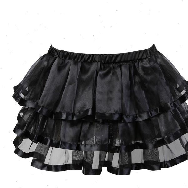 

women multilayer skirts striped mini pleated skirt showgirl party mesh tulle dance tutu match corset plus size s 6xl, Black