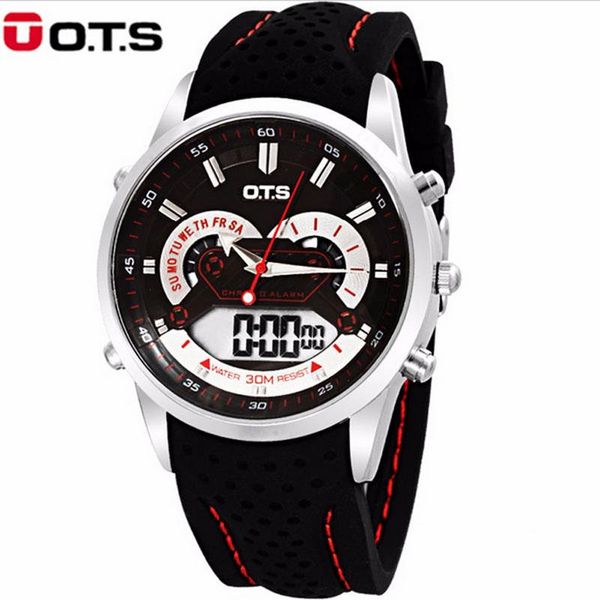 

watch double movement digital quartz watches multifunction military sports chronograph calendar alarm relojes hombre wristwatches, Slivery;brown