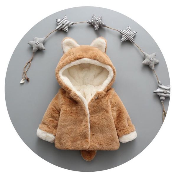 

coat 1-5 years boys girls winter hooded kids down children's parkas warm clothing cartoon ear tail sweater, Blue;gray