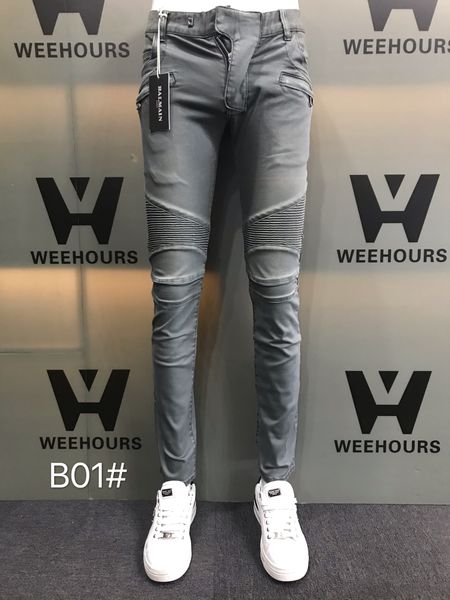 

men's and women's casual hip-hop jeans currently designer luxury pants b01-02, Blue