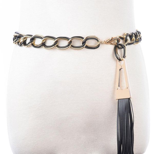 

belts 2021 female retro fashion tassel waist chain jeans formal suit leather luxury high-quality r brand for women, Black;brown