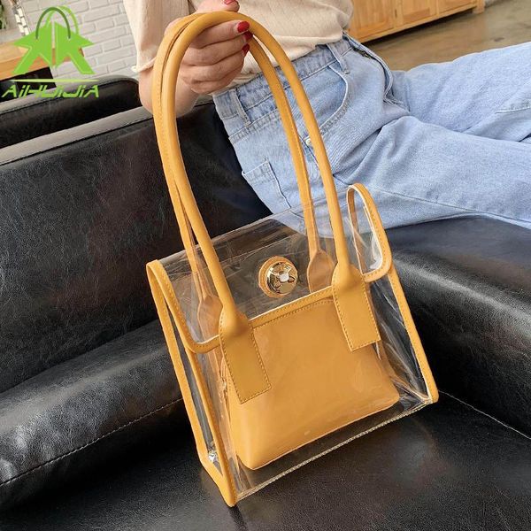 

evening bags ladies transparent handbag large-capacity composite son-mother bag summer water-proof simple fashion womens shoulder