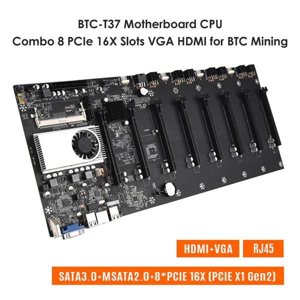 

motherboards riserless mining motherboard 8 gpu crypto etherum ddr3 sodimm support 1066/1333/1600mhz 8xpcie 16x atx 24pin