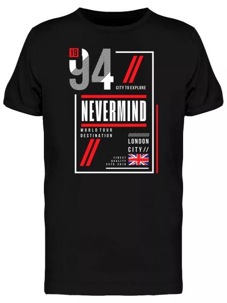 

nevermind typography graphic men's tee -image by shutterstock, White;black
