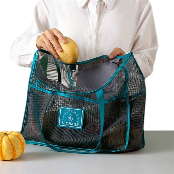 

storage bags vegetable net bag double pocket hanging design convenient classification good ventilation breathable