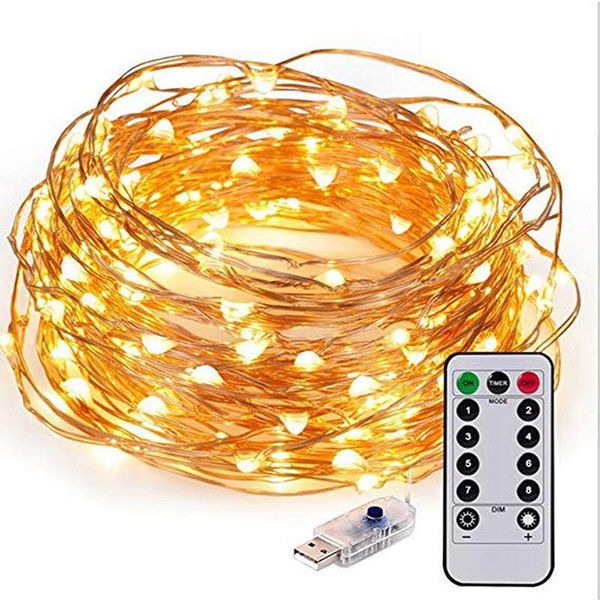 

strings christmas holiday lighting decoration 13key 8modes led string light waterproof copper wire fairy micro usb battery wedding