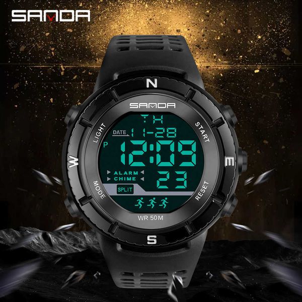 SANDA Marke Herren Countdown Stoppuhr Outdoor Sport Uhren LED Elektronische Digitale 50M Wasserdichte Armbanduhr Für Mann Junge Uhr g1022