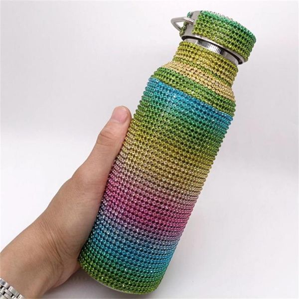 

water bottles eye-catching creative design bling fake rhinestone stainless steel thermal bottle for home
