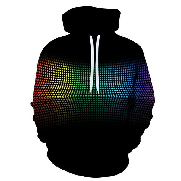 

color dot 3d digital print couple hooded sweater large, Black