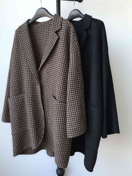 

wool one button oversize profile double-sided woolen coat fpuv, Black