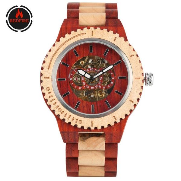 

luxury men's watch automatic wooden bangle wristwatch business casual mechanical mens watches folding clasp wristwatches, Slivery;brown