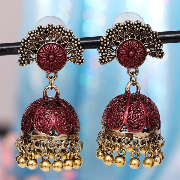 

dangle & chandelier gypsy jewelry retro ethnic jhumka small bells beads drop tassel earrings for women bohemian pendiente party gift, Silver