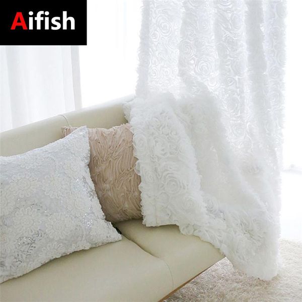

curtain & drapes embroidered rose voile sheer white curtains for bedroom wedding party festival decorative gauze yarn french window tulle te