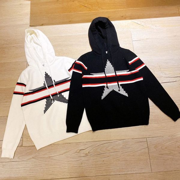 

autumn winter women hooded sweaters letter star printed sweater comfortable warm knitted sweatshirts, White;black
