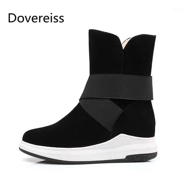 

boots dovereiss fashion women's shoes winter zipper elegant pointed toe concise nude leather platform short1, Black