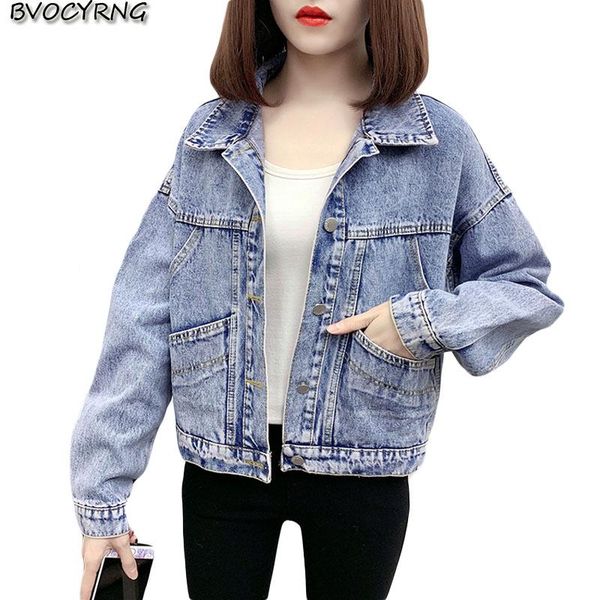 

women's jackets black denim coat female 2021 spring and autumn fashion loose large size cowboy women short pocket casual jacket a1739, Black;brown