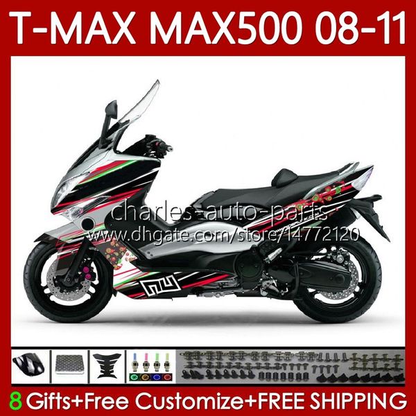 Rote Linie Body Kit für Yamaha TMAX MAX 500 XP500 MAX-500 T 2008-2011 Karosserie 107No.129 TMAX-500 TMAX500 T-MAX500 2008 2009 2010 2011 MAX500 08 09 10 11 OEM-Verkleidung