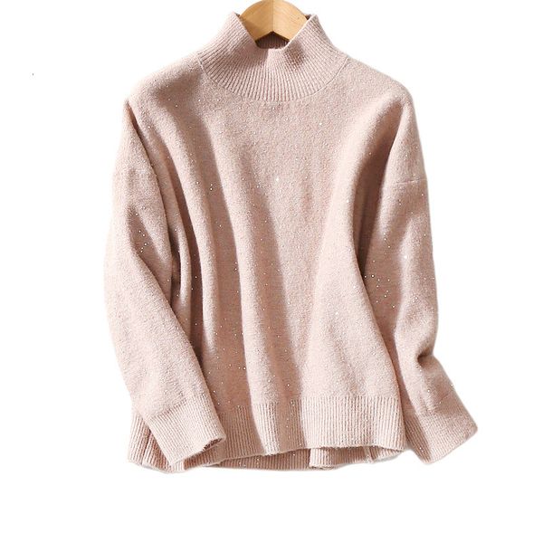 

sweater 2021 autumn and winter thick women's half high neck pullover loose wool zq53, White;black