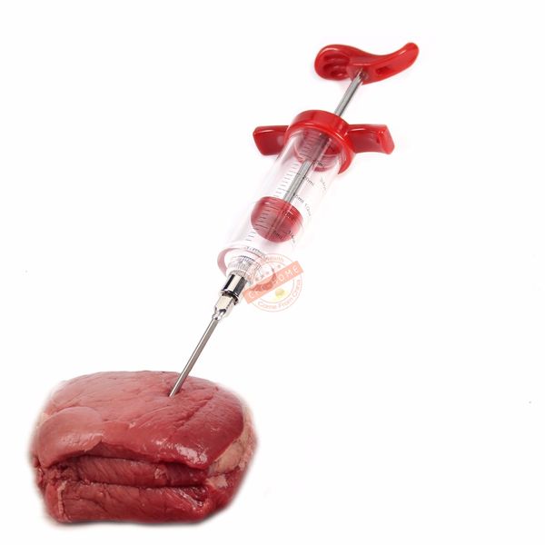 Profissional Marinade Injector Sabor para aves de aves de frango grade de frango cozinhar ferramenta de churrasco (vermelho)