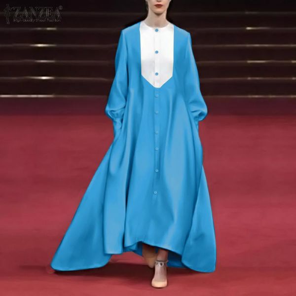 

casual dresses 2021 women's bohemian shirt dress zanzea autumn long sleeve maix vestido solid a-line sundress oversized party robe femm, Black;gray