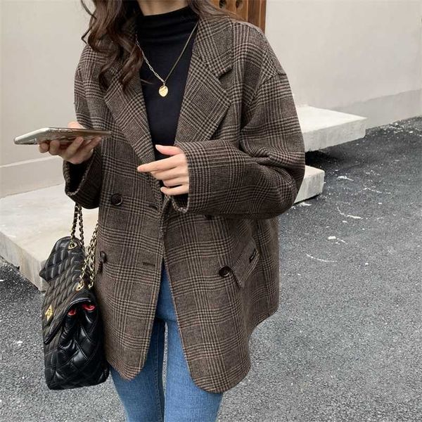 

autumn and winter wool coat women loose thick solid color long-sleeved cashmere coat 100% wool double-sided woolen coat 211018, Black