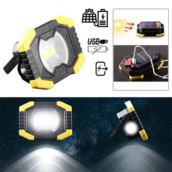 

solar lamps xanes y2f 50w led cob lamp usb rechargeable portable work floodlight ip65 waterproof tent camping light lantern