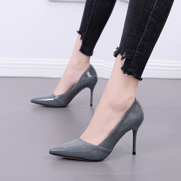 

dress shoes fashion high heels women pumps thin heel classic prom wedding office big size 34-39 pu leather y0003, Black