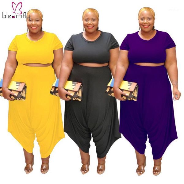 

plus size tracksuits large women's pants suit casual two piece set short sleeve + harem loose 2 sets tracksuit outfits 5xl 4xl, Black
