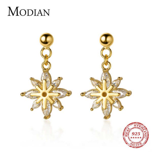 

gold color clear cz swing dangle earrings charm luxury 925 sterling silver drop ear for women wedding jewelry 210707