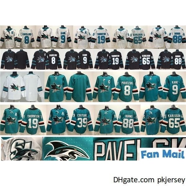 

men women kids youth san jose sharks hockey 9 evander kane 19 joe thornton 39 logan couture 65 erik karlsson 88 brent burns stitched jerseys, Black;red
