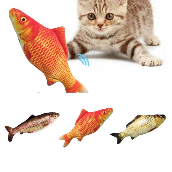 

cat toys fish electric doll wagging realistic plush toy pet interactive chew