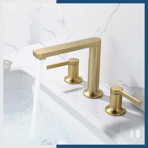 

brushed gold faucet for sink dual handle taps bathroom tap and cold lavatory water basin faucets1