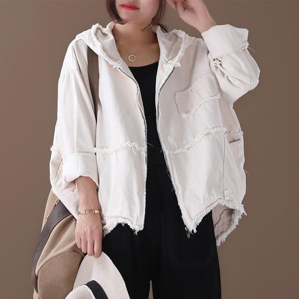 

women's jackets 2021 fashion korean punk streetwear ladies hooded clothes womens vintage autumn oversized denim coats plus size, Black;brown