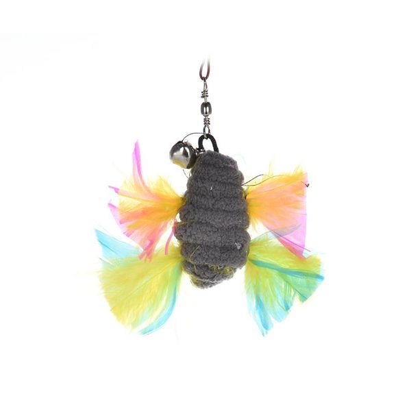 

cat toys 5pcs teaser chaser feather replacement colorful pet catcher wand stick refill with bell cute play toy