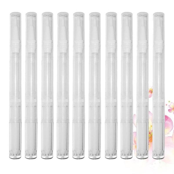 

storage bottles & jars 10pcs transparent empty tubes rotary pens nail oil pen with brush tip cosmetic lip gloss container applicators eyelas