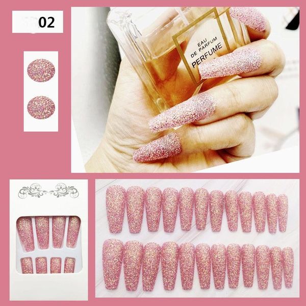 

nail art kits urgel 24pcs pink/fake nails tips with shinny design style removable manicure press on glue sticker kit