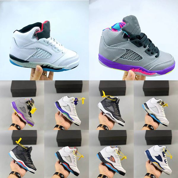 

2022 2022 kids girls jumpman childrens 5 basketball shoes what off sail retro 5s alternate grape fire red oregon ducks baby boy sn, Black