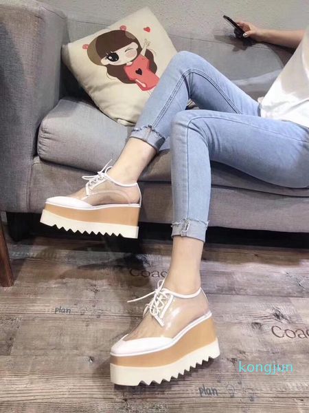 

women shoes transparent clear platford oxford shoes wedge summer fashion hollow, Black