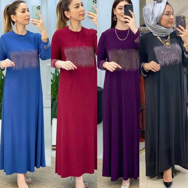 

ethnic clothing caftan abaya dubai turkey muslim fashion hijab dress diamond abayas for women african dresses islamic ropa arabe mujer, Red