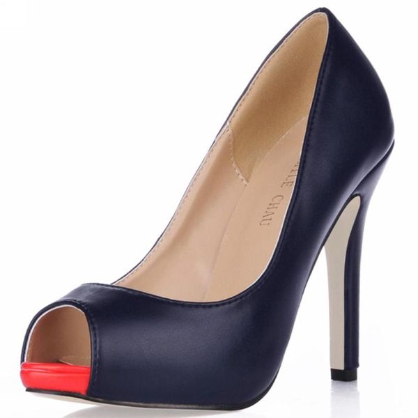 

dress shoes spring autumn 11cm high heeled pumps fashion women stiletto thin heel peep toe party lady 14, Black