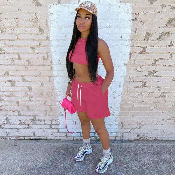 

women's tracksuits activewear sporty 2 piece jogging suit for women sleeveless tank crop and drawstring sweatshort summer co-ord matchi, Gray