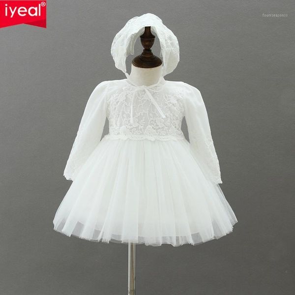 

girl's dresses iyeal baby girls wedding party christening gown infant born princess birthday long sleeve dress kids clothes for 0-2y1, Red;yellow