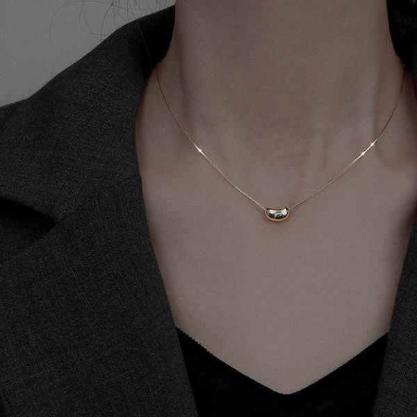 

pendant necklaces titanium steel temperament necklace phase bean collarbone chain for women fashion charm jewelry gifts trendy, Silver