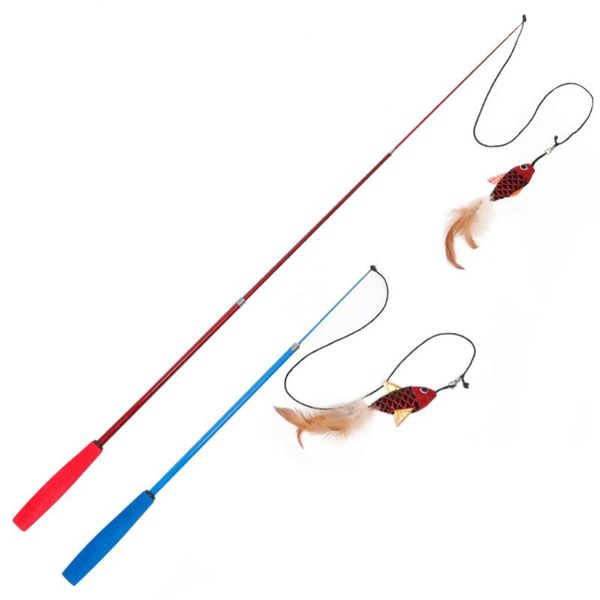 

cat toys 2pcs teaser practical diy feather retractable kitten cats toy wand for entertainment exercise