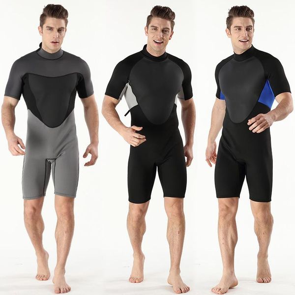 

one-piece suits 2mm scuba diving suit men's warm short sleeved pants submersible