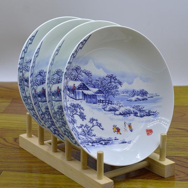 

dishes & plates 4pcs jingdezhen ceramic dinner 7.5 inch round plate steak dish fruit cake snack tray kitchen accessories tableware