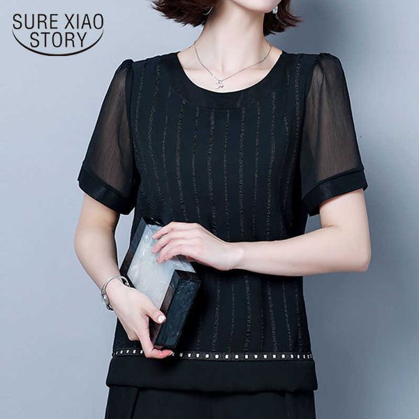 

womens and blouses fashion ladies plus size short chiffon blouse solid for women shirts black shirt 4536 50 210528, White
